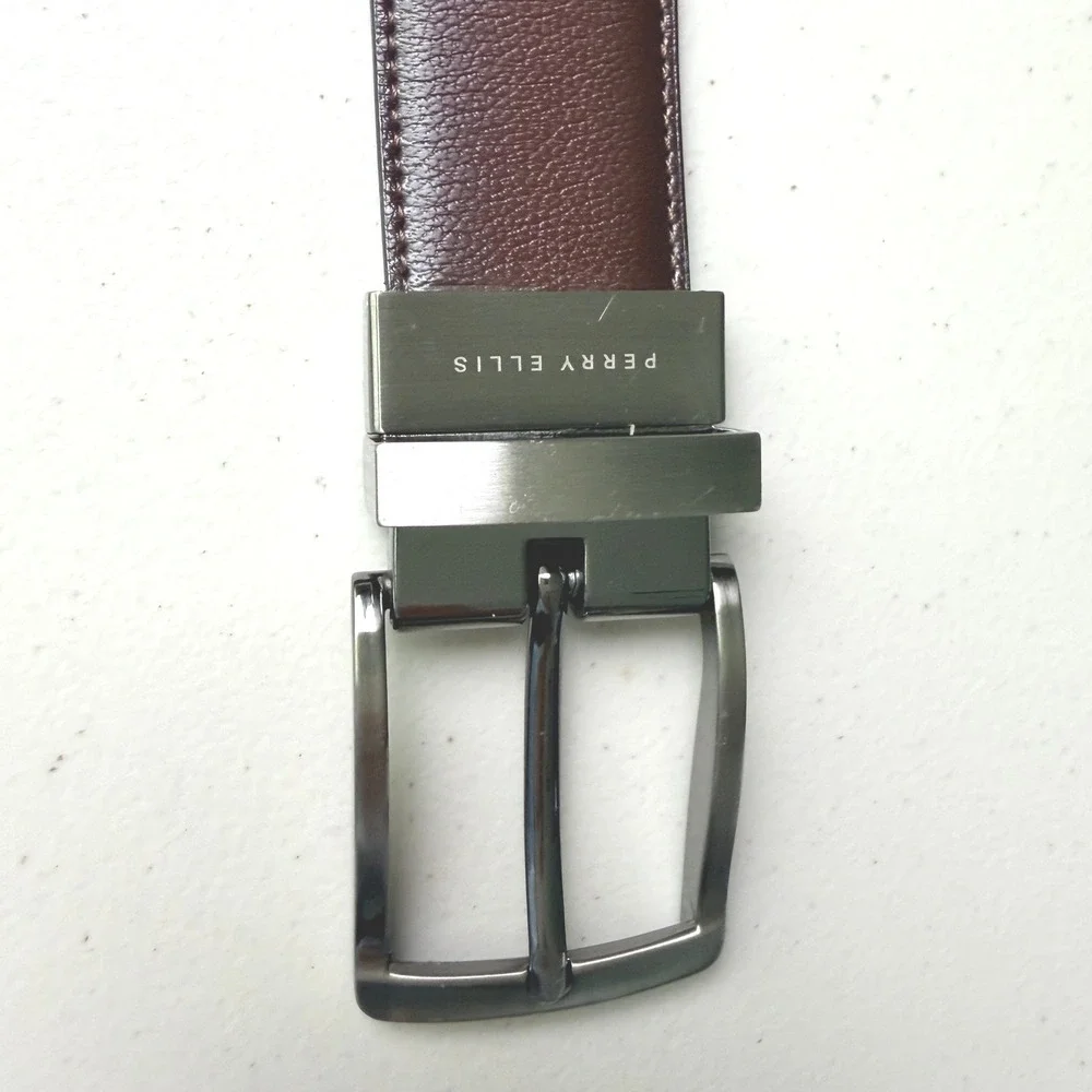 Perry Ellis Reversible Leather Belt 42 Brown Black DP02067